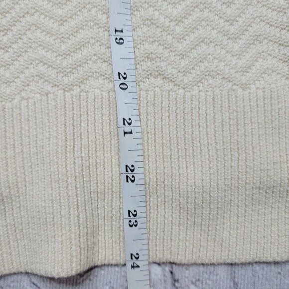 Joie Dimensional Chevron Knit Chesney Wool Cashmere Sweater in Chalk Size S - Picture 11 of 13